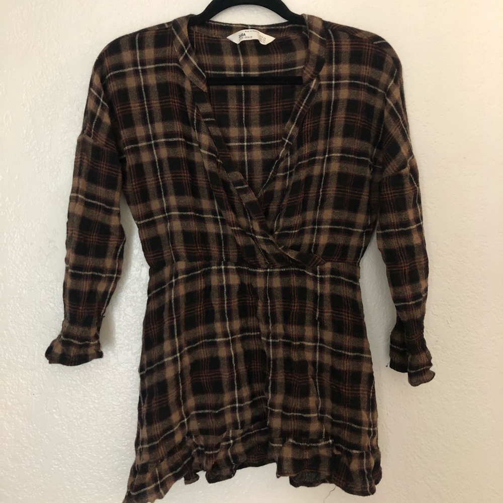 Zara Flannel Dress with DeepV neck